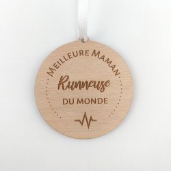 Médaille trail en bois - Meilleure maman runneuse (cardio)
