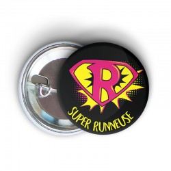 badge épingle à message humoristique running Super runneuse - cadeau course à pied