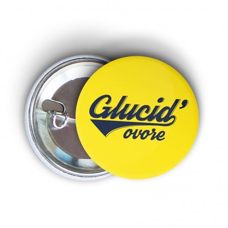 badge épingle à message humoristique running Glucid'ovore - cadeau course à pied